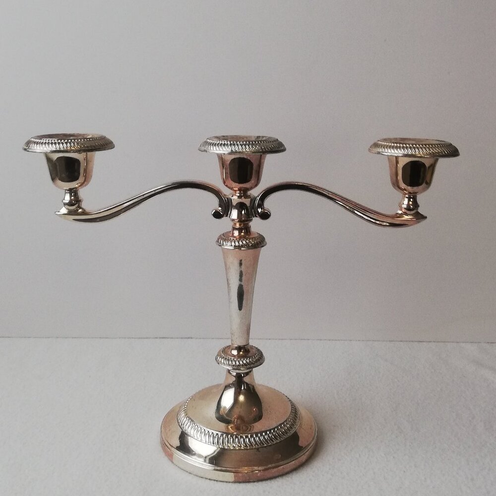 Vintage Silver Tone 3 Arm Candelabra / Candle Holder